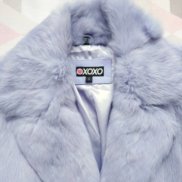 Lilac Genuine Rabbit Fur Coat with Belt Size S - Picture 7 of 8